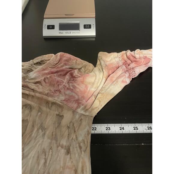 XCVI Shirt Womens XL Pink Tie Dye Crinkle Boho Peasant Long Sleeve Made USA - Picture 6 of 8